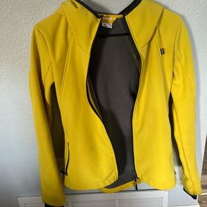 Women’s M Bench Fleece Lined Yellow Jacket W/ Hood & Thumbholes